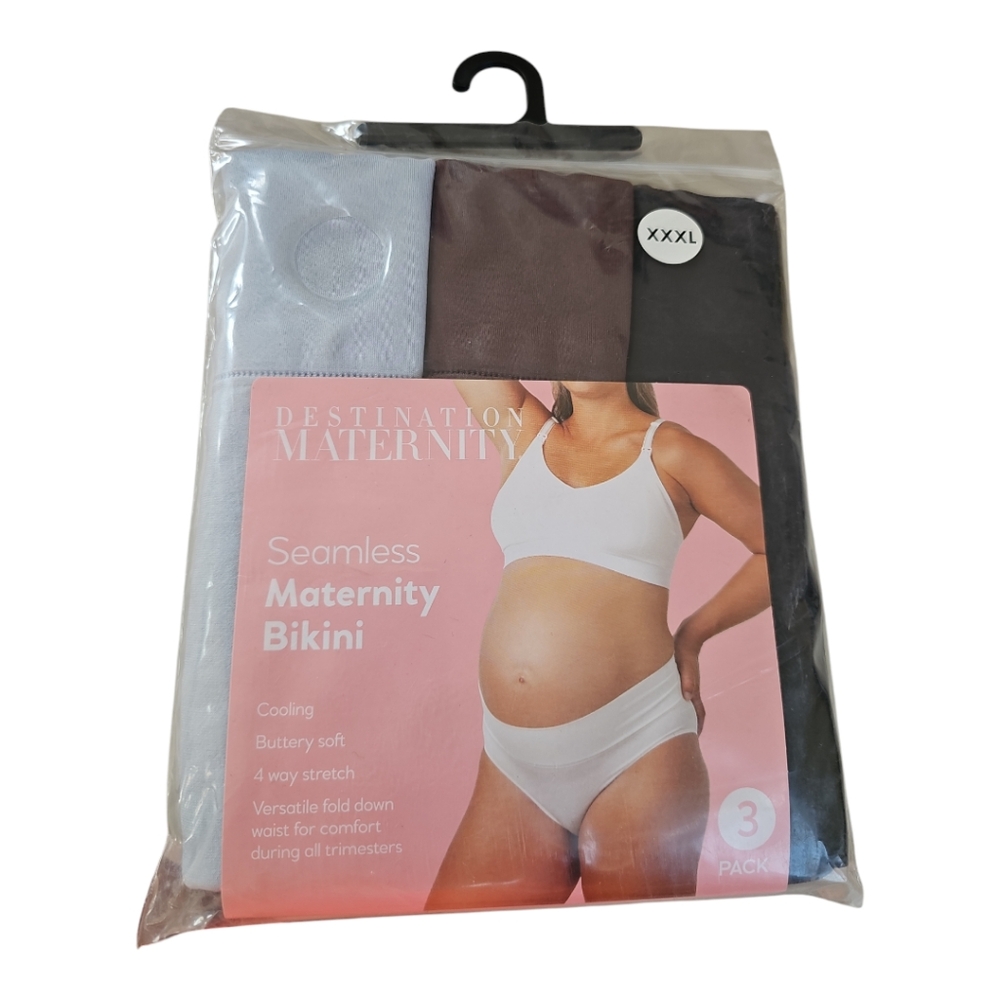 Destination Maternity 3 Pack Seamless Maternity Bikini Black/Choc/Blue NWT XXXL